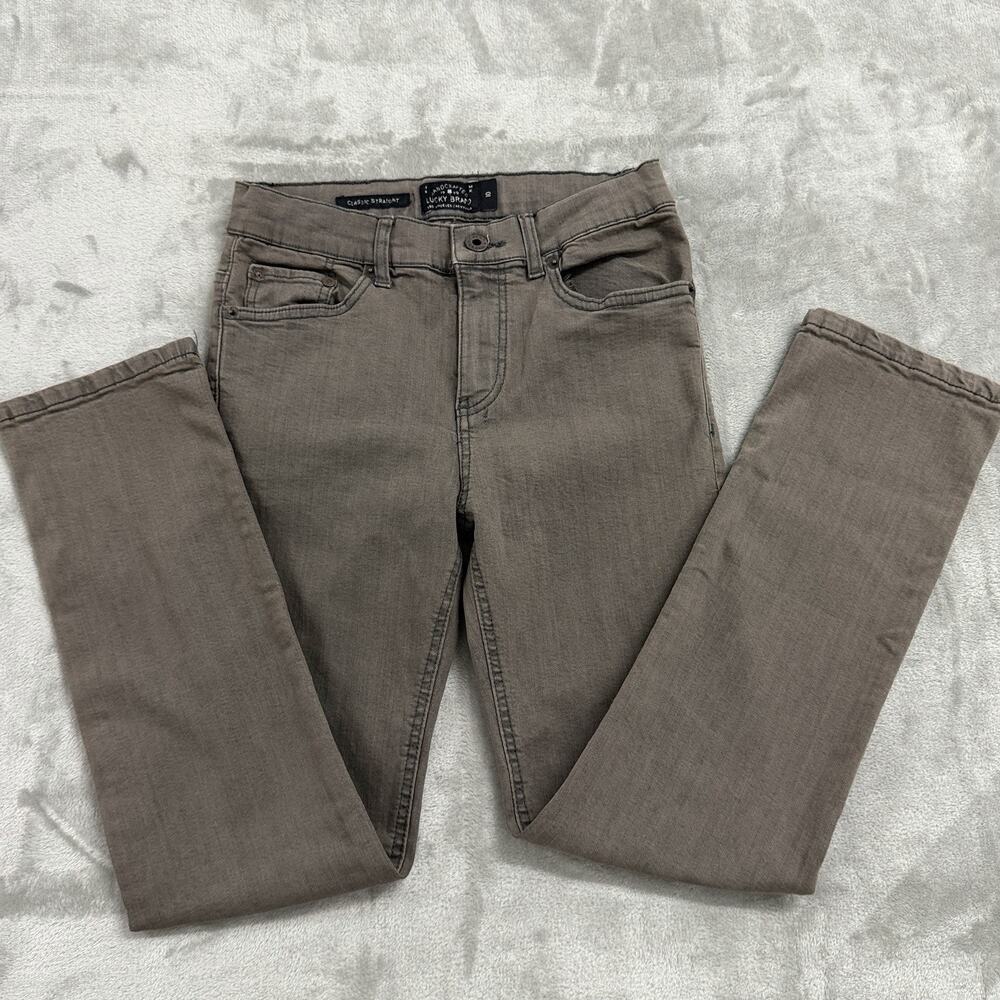 Lucky Brand Boys Classic Straight Leg Jeans Taupe Gray Brown Denim Size 10